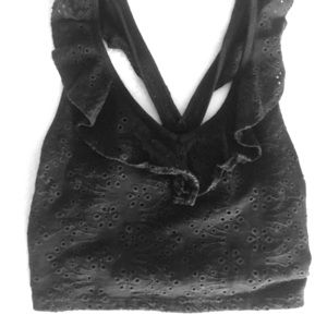 Hollister Black Floral Lace Crop Top